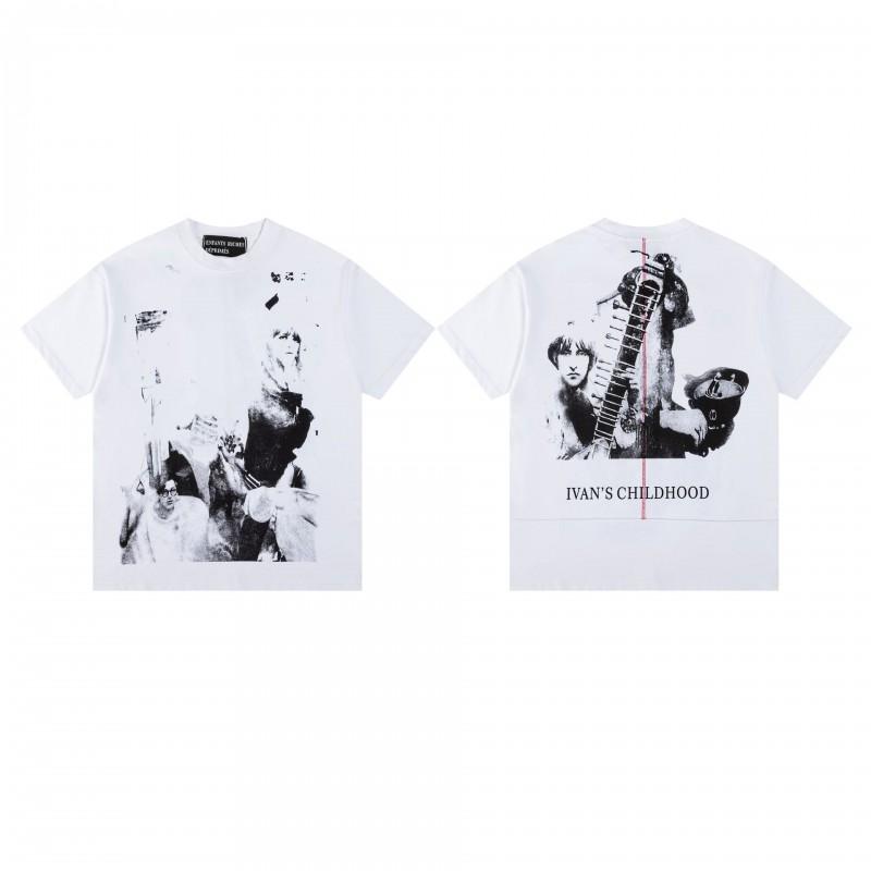 Unisex Oversized Cotton T-Shirt With Vintage Letter Print Art Portrait Design Loose Fit Casual Wear