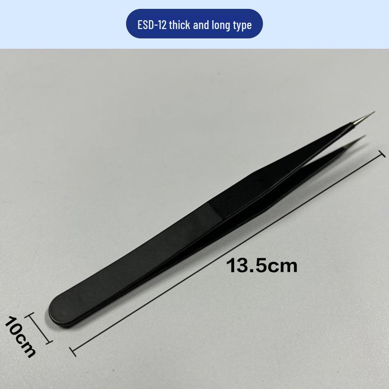 Anti-Static Stainless Steel Precision Tweezers, Curved Tip for Electronics, Eyelash Extensions, Manicure, Bird's Nest Picking, and Hair Removal.