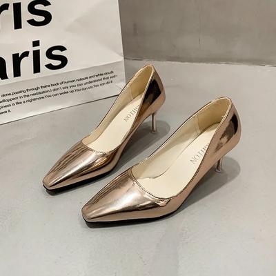 2024 High Heel Thin Heels Pumps Büro & Karriere Slipper Damenschuhe 2024 Heißer Verkauf Frühling/Herbst Metalldekoration Einfarbige Pumps