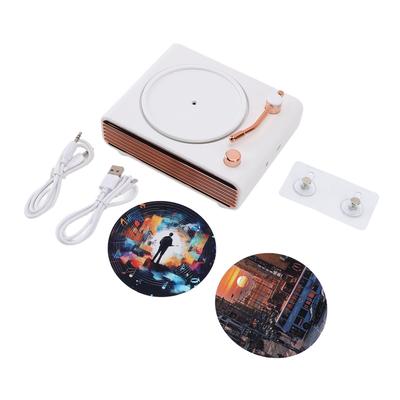 Retro Bluetooth Speaker Rotating Record Player 1200mAh USB Rechargeable Portable Vintage Wireless