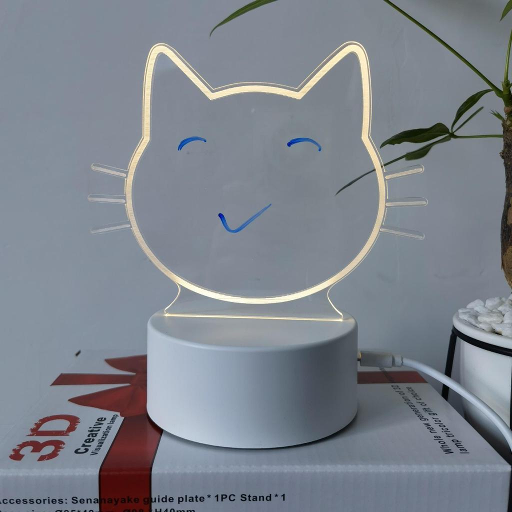 3D Acrylic LED Handwriting Tablet Night Light with Erasable Glow Message Board