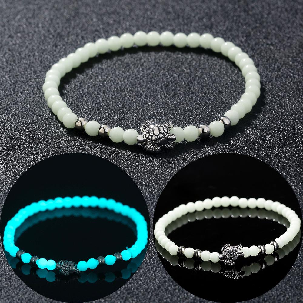 

Luminous Turtle Pendant Bracelet with Creative Beads and Handmade Elastic Cord