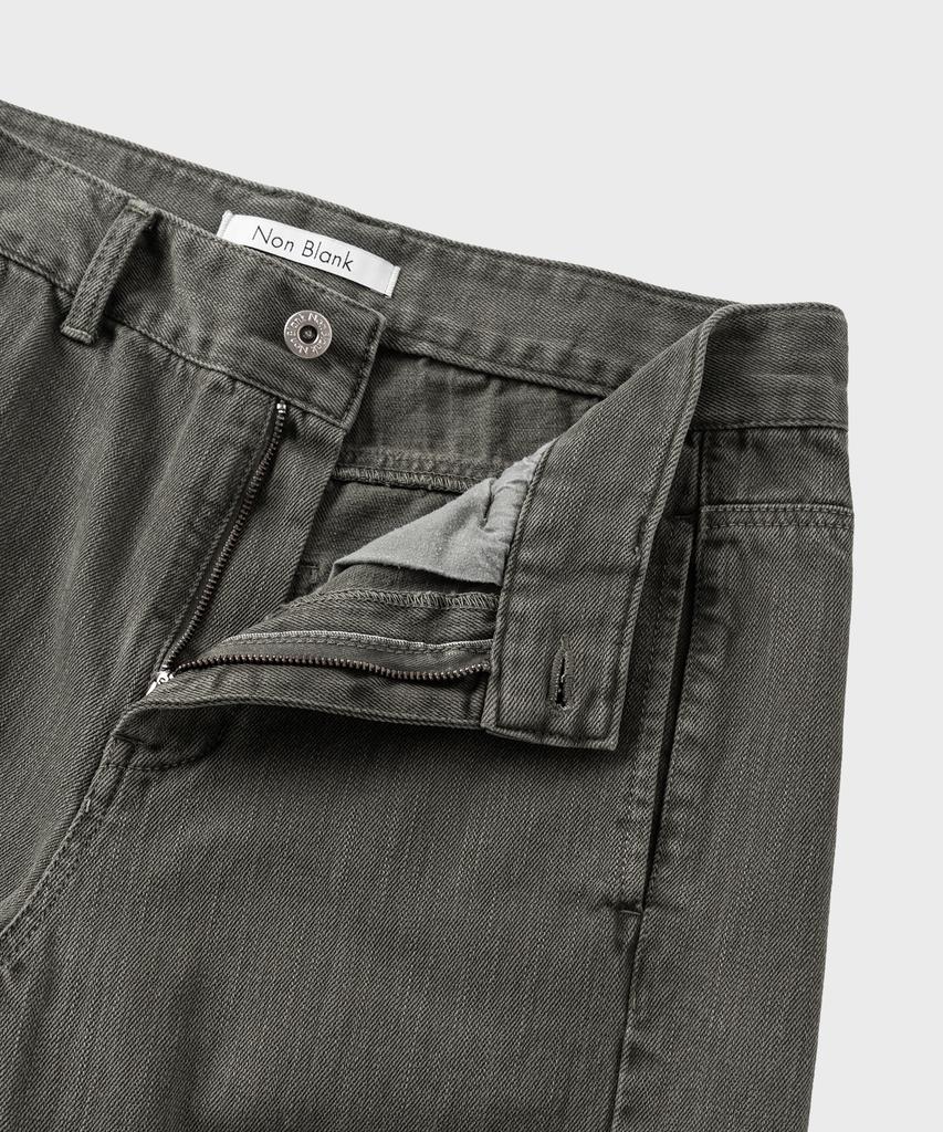 Non Blank Garment-Dyed Curved Denim Pants_Khaki
