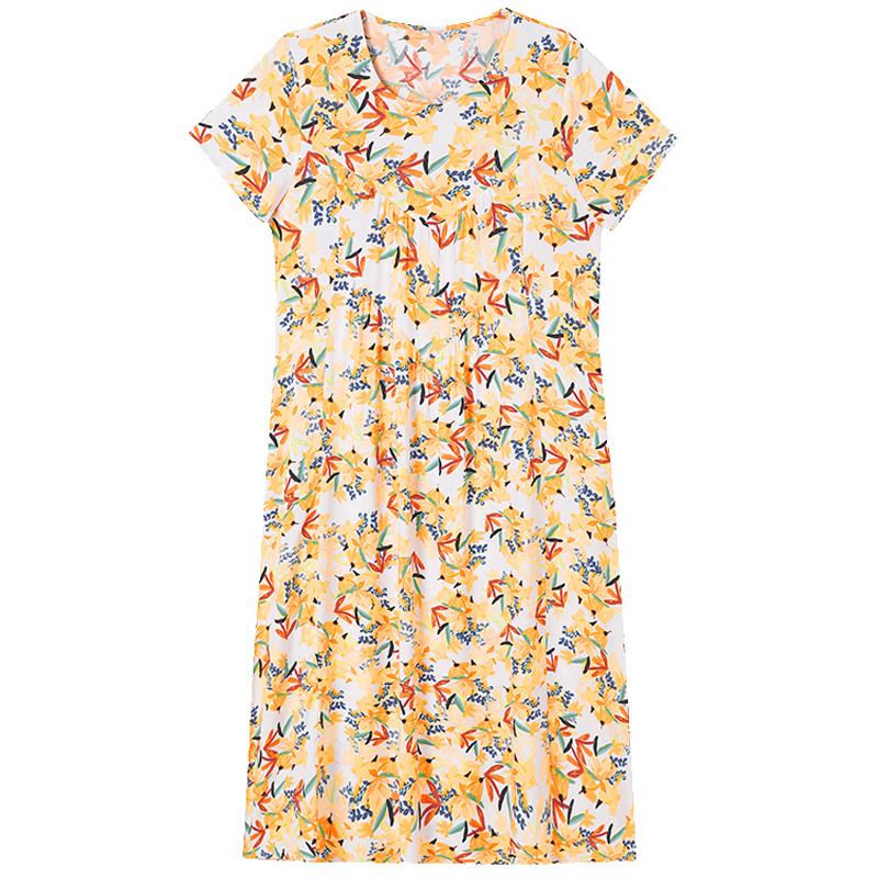 Plus Size Elegant Women's Summer Dress Vintage Clothes Short Sleeve Loose Long Dresses