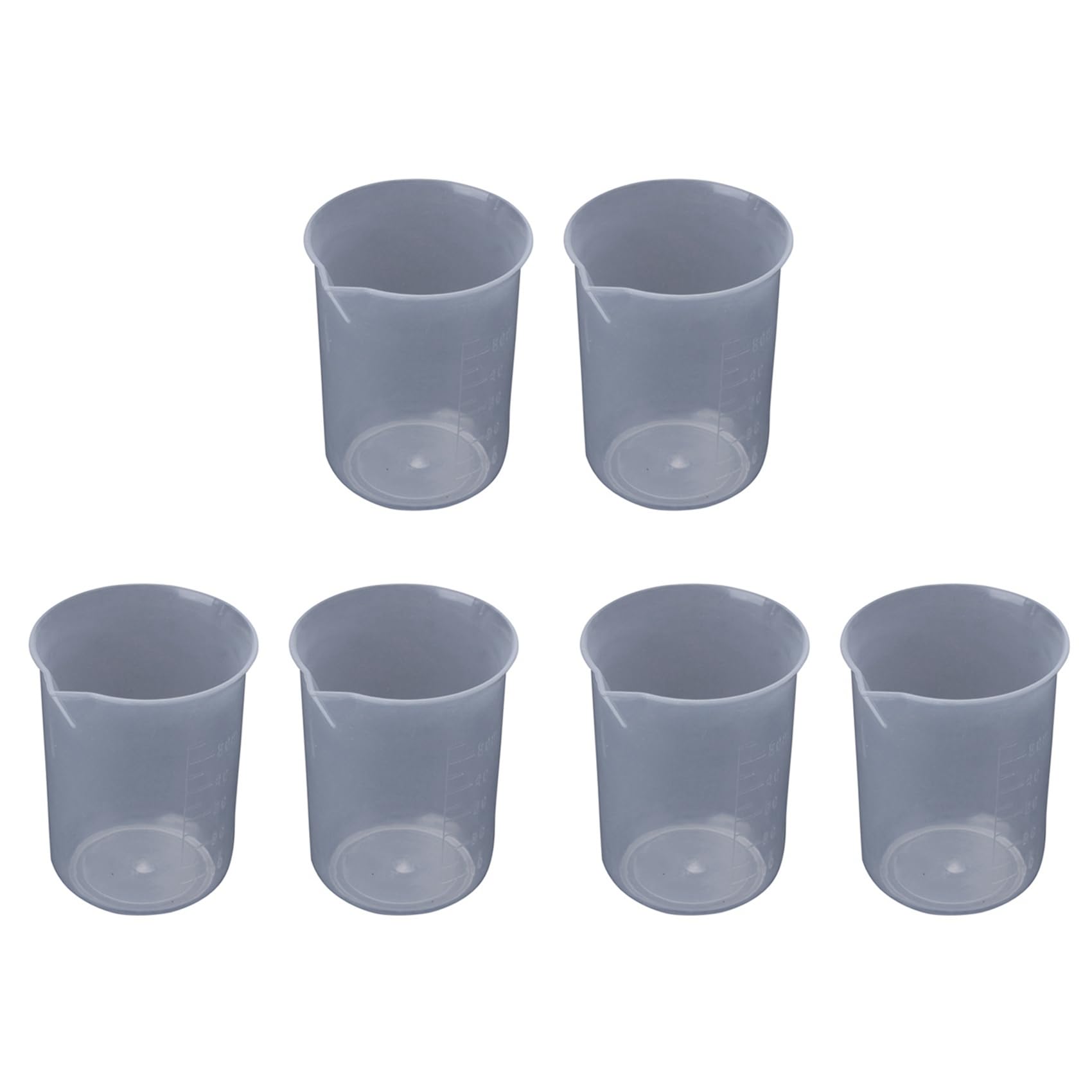 Kriccekal 50 ML Beaker Clear Plastic Measuring Cups Laboratory Supplies, 6 Count