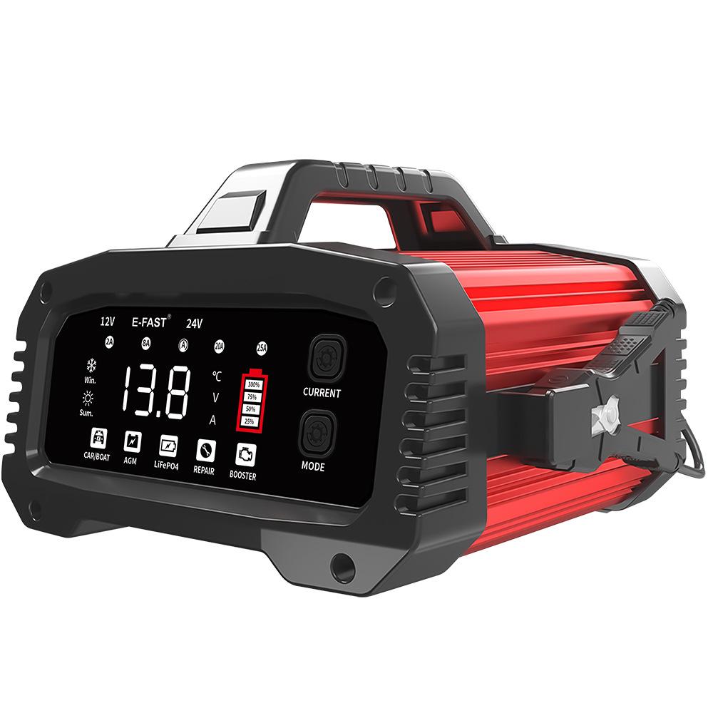 E-FAST Smart High-Power 12V/24V Lithium Car Battery Charger & Jump Starter TK-2500 Red RU