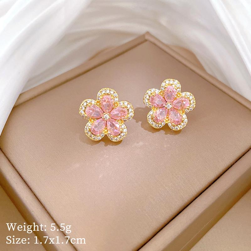 Quality Zircon Flower Pendant Choker Necklace And Earrings Set Stainless Steel Chains Bridal Wedding Prom Fashion Jewelry