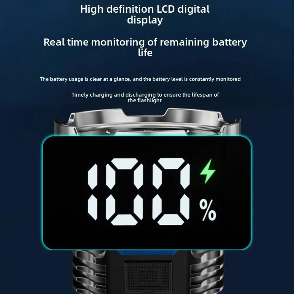 Lampe de poche puissante 10000LM 8*LED Batterie intégrée Rechargeable par USB LED portable Torche ABS Étanche Lampe de camping Lanterne d'extérieur