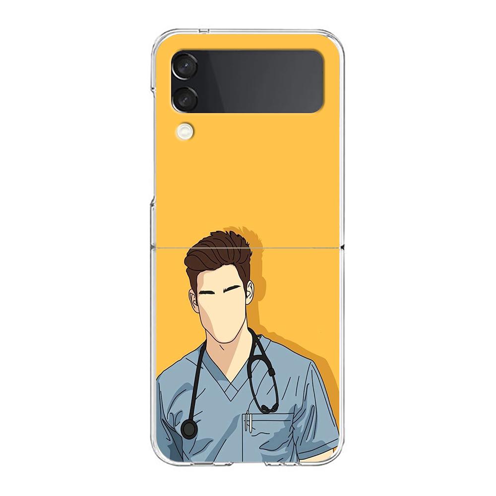 Arzt Krankenschwester Medizin Handyhülle Für Samsung Galaxy Z Flip 3 4 5 Hartes Faltbares Klares PC Für Samsung Z Flip 6 Rückseite