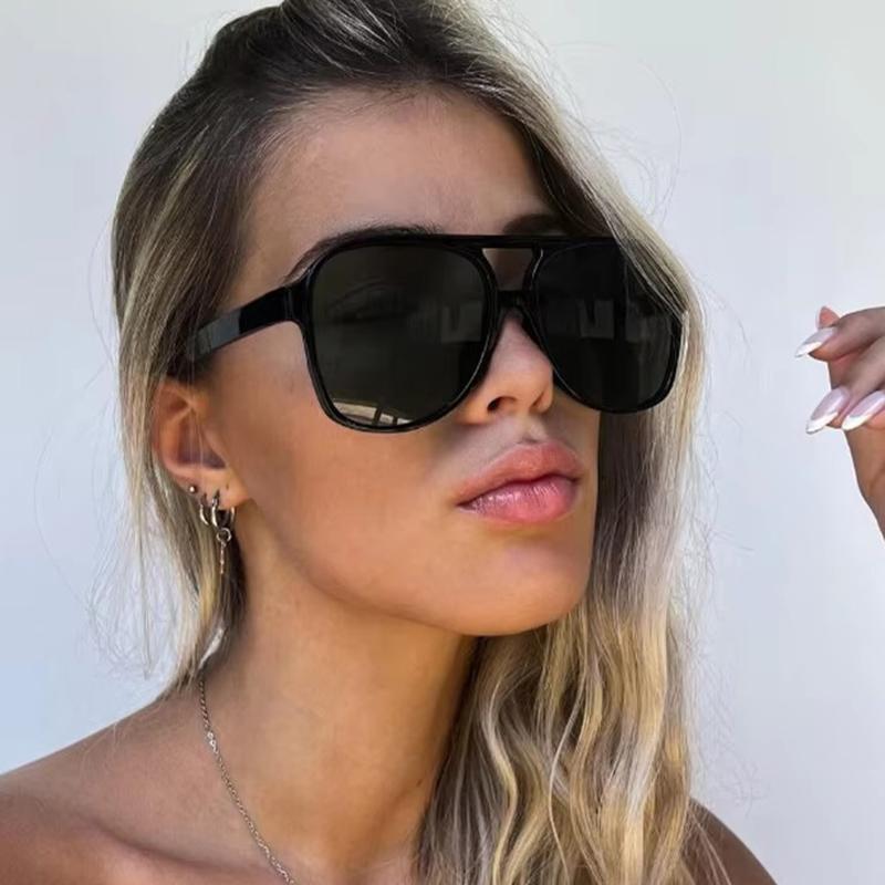 Trend Übergroße Sonnenbrillen Klassisch Damen Herren Übergroßer Rahmen Doppelsteg Sonnenbrille Damen Große Rahmenbrille