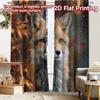 2pcs, 2D FLAT PRINTING Curtains (Without Rod) Autumn Fox(4) Chic Print Curtains Festival Versatile Fabric Curtains Decorations