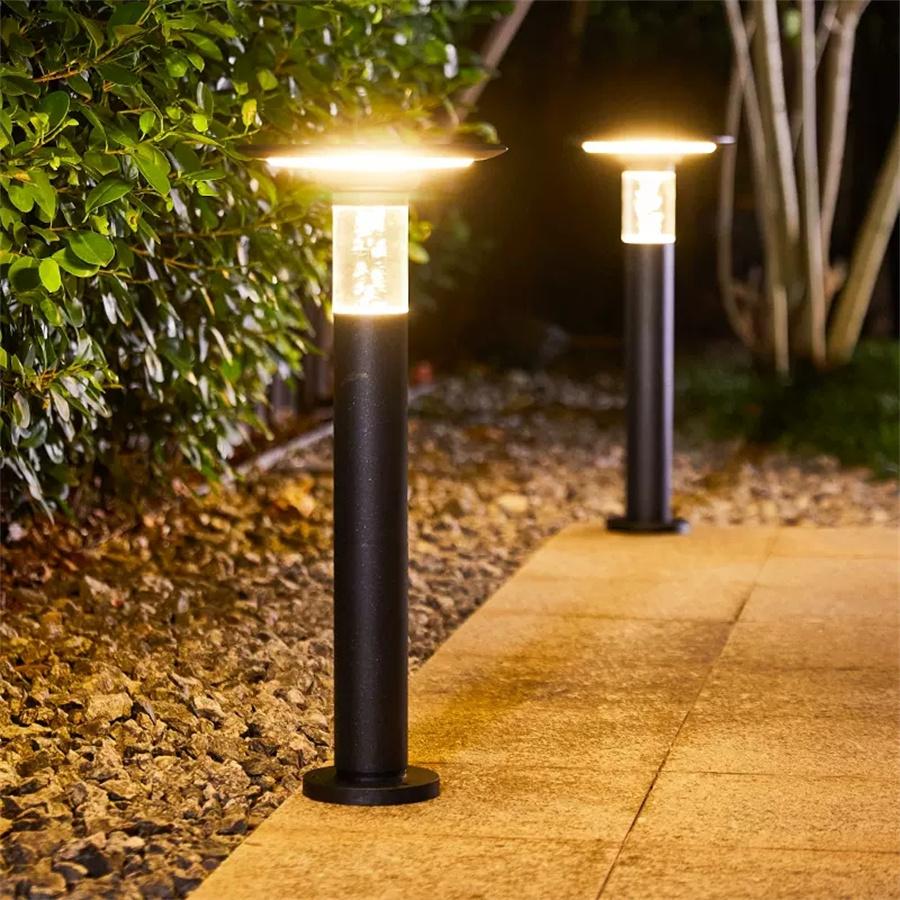 Thrisdar Solar Landscape Path Light Aluminum Outdoor Round Shape Solar Bollards Lighting for Lawn Patio Courtyard Driveway Decor