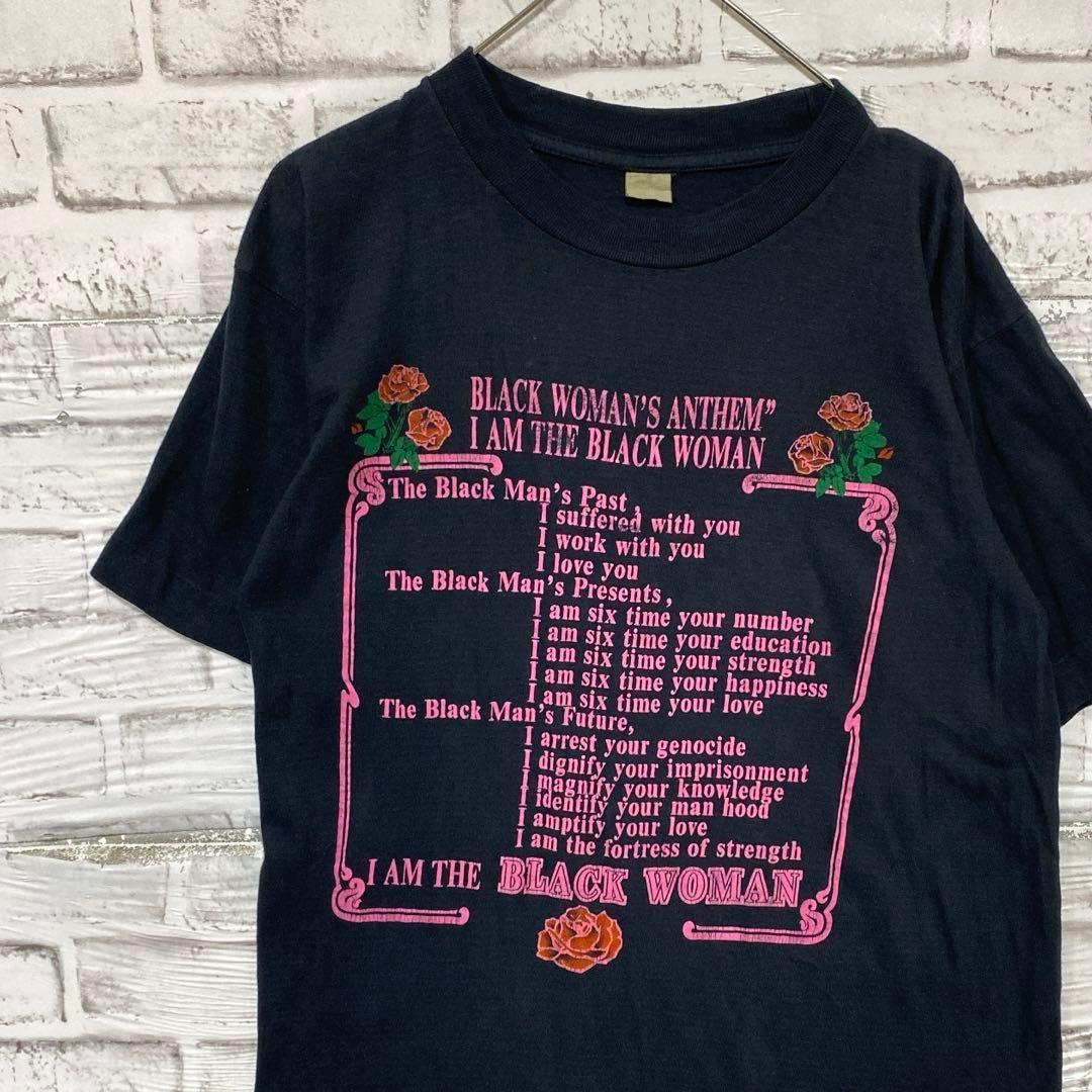 USA-made 90s vintage T-shirt! Single Stitch Black Vintage M 0619 XXL