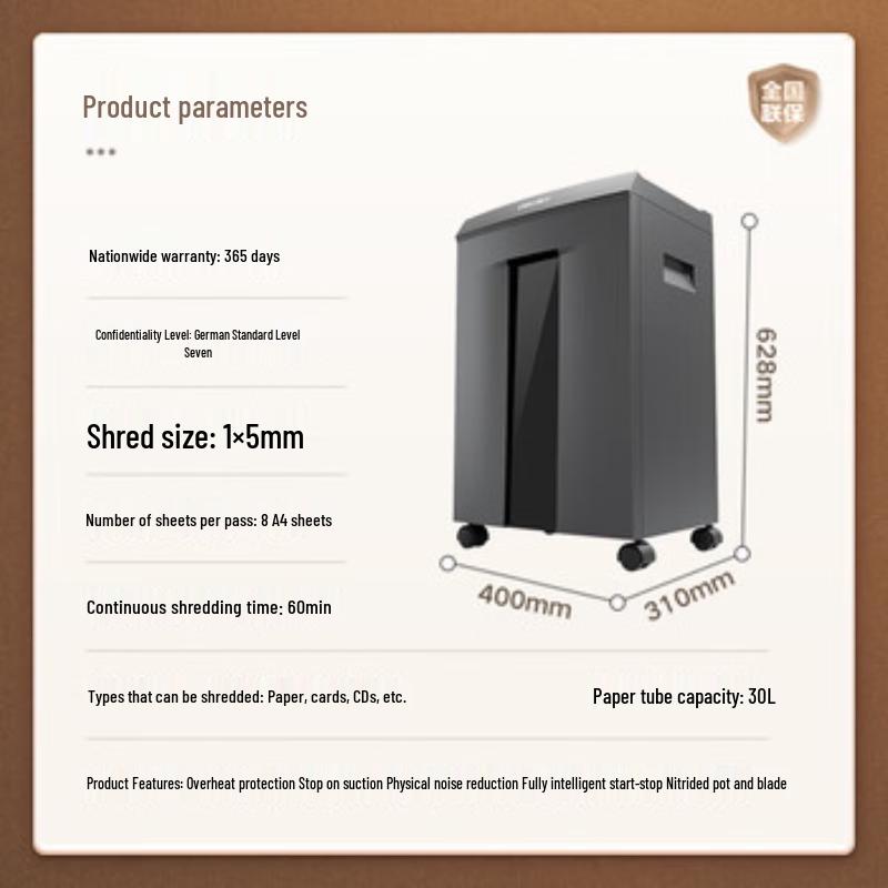 Deli 9919 Commercial High-Security Micro-Cut Shredder CN plug (adapter included)