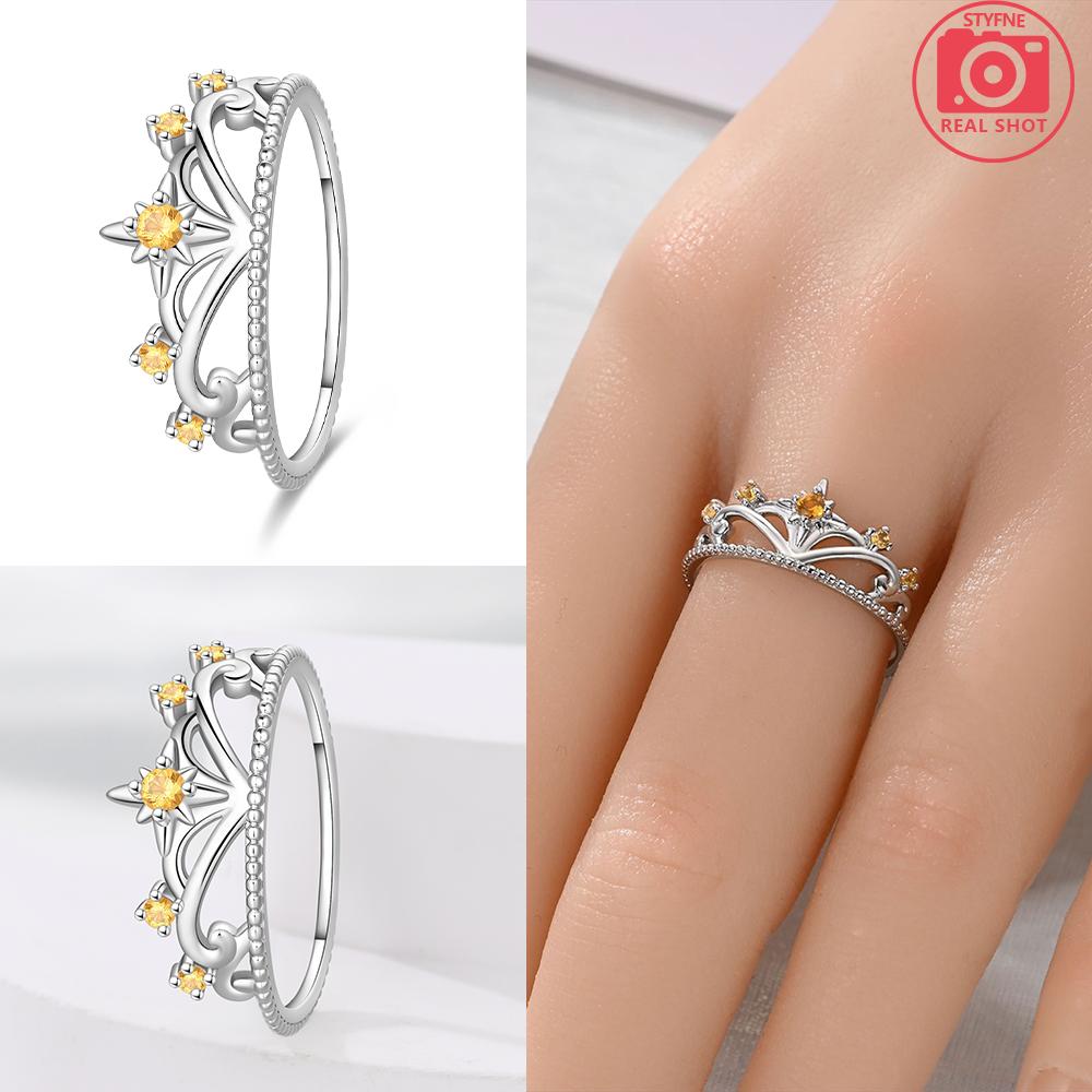 Authentic Original Copper Metal Crown Bowknot Ring Pink Zircon Waterdrop Women Ring Love Valentine s Day High Quality Fine Perfect Gift High Quality 7