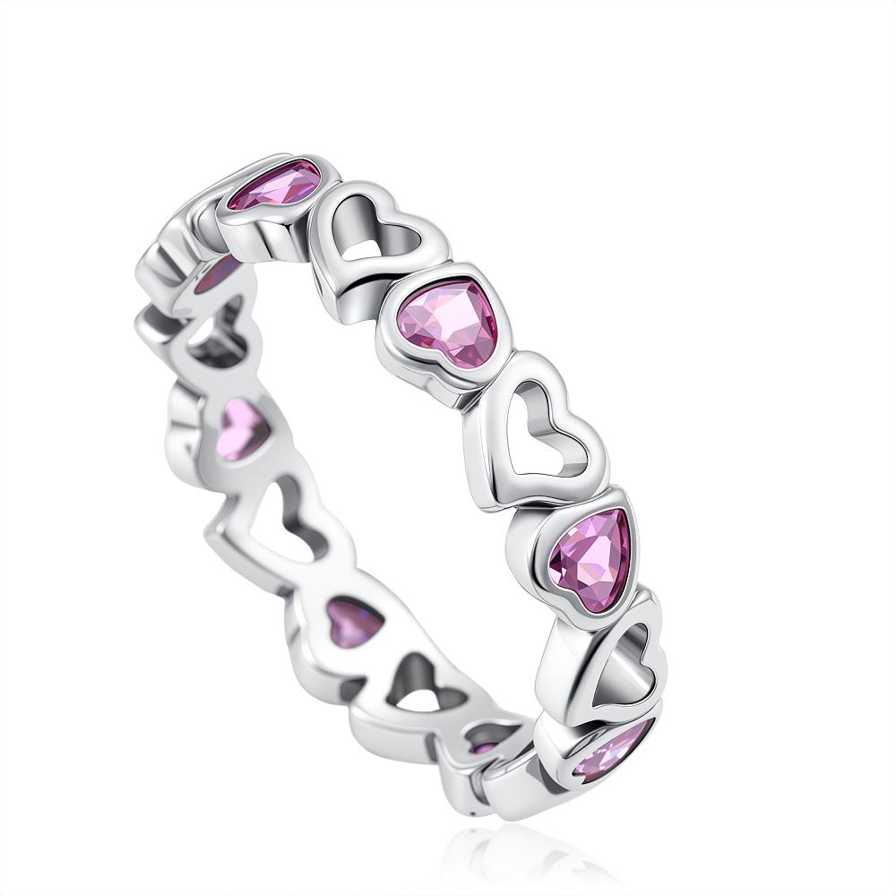 European New 925 Silver Size 6, 7, 8, 9 Heart-Shaped Flower Shaped Ring Suitable for Wedding Parties Women's Exquisite Luxury