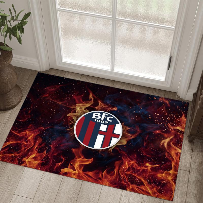 Bologna FC Design Crystal Velvet Carpet Cozy Non?Slip Printed Rug For Bedroom Living Room Entrance