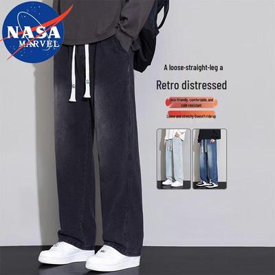 NASA MARVEL Men's Loose Wide-Leg Straight Fit Jeans