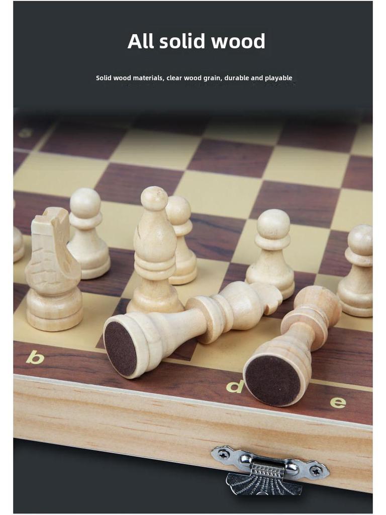 High-Quality Wooden Folding Chess Set for Students and Children