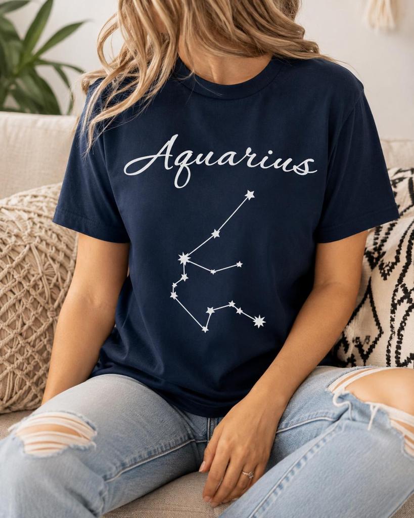 Aquarius Constellation Shirt, Celestial Zodiac Tee, Astrology Lover Gift, January February Birthday Outfit, Star Sign Horoscope Apparel Art.