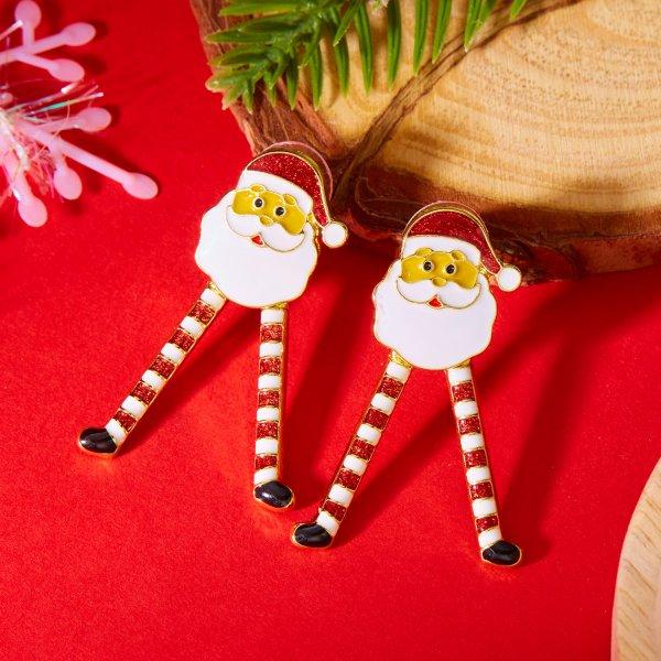Cute Enamel Santa Claus Stud Earrings For Women Exquisite Imitation Pearl Cartoon Christmas Earring Xmas New Year Party Gifts