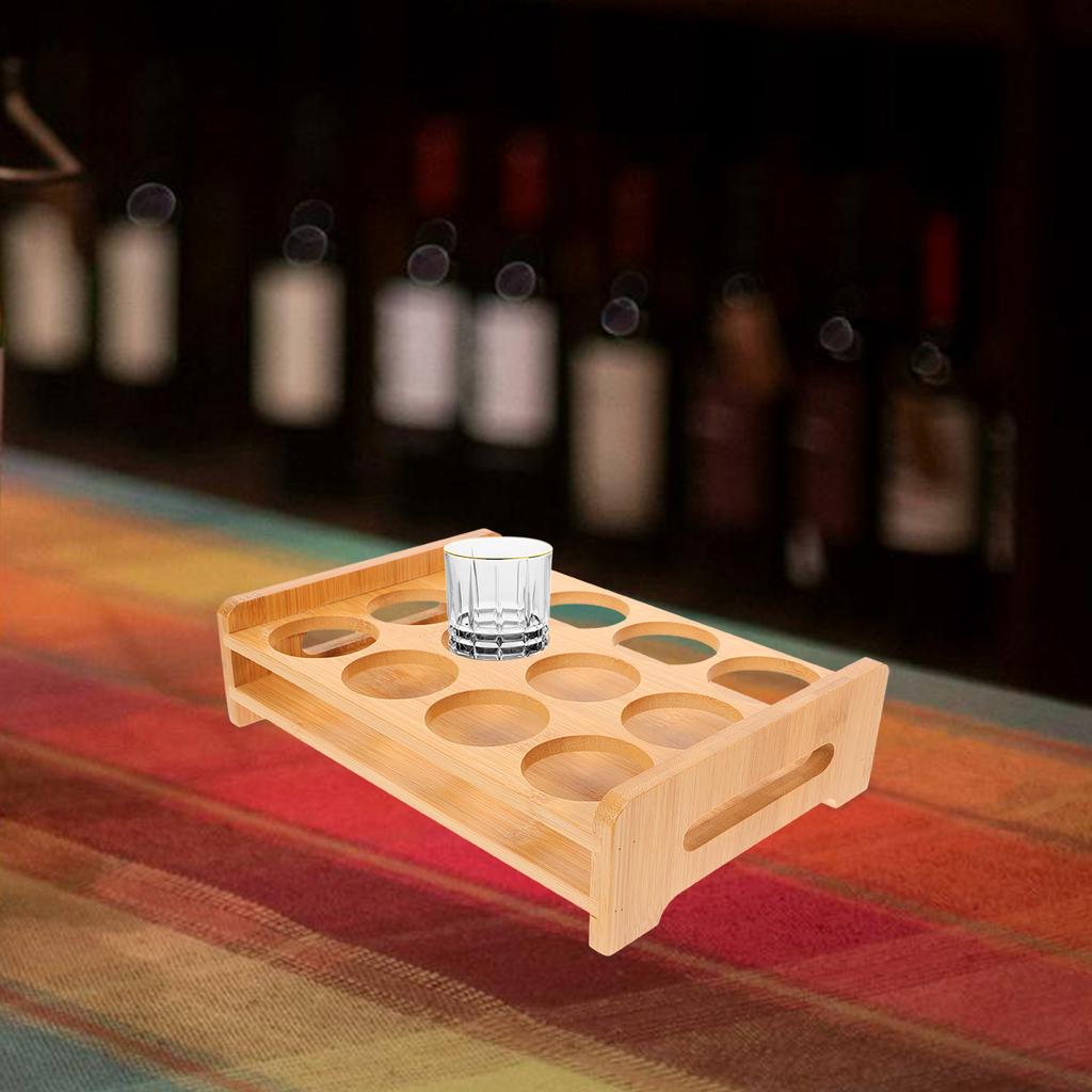 1 Stück Bambus Schnapsglashalter 12 Löcher Getränkebecher Organizer Für Bar Party Hellbraun Ständer Regal Auslage Ablage Etui