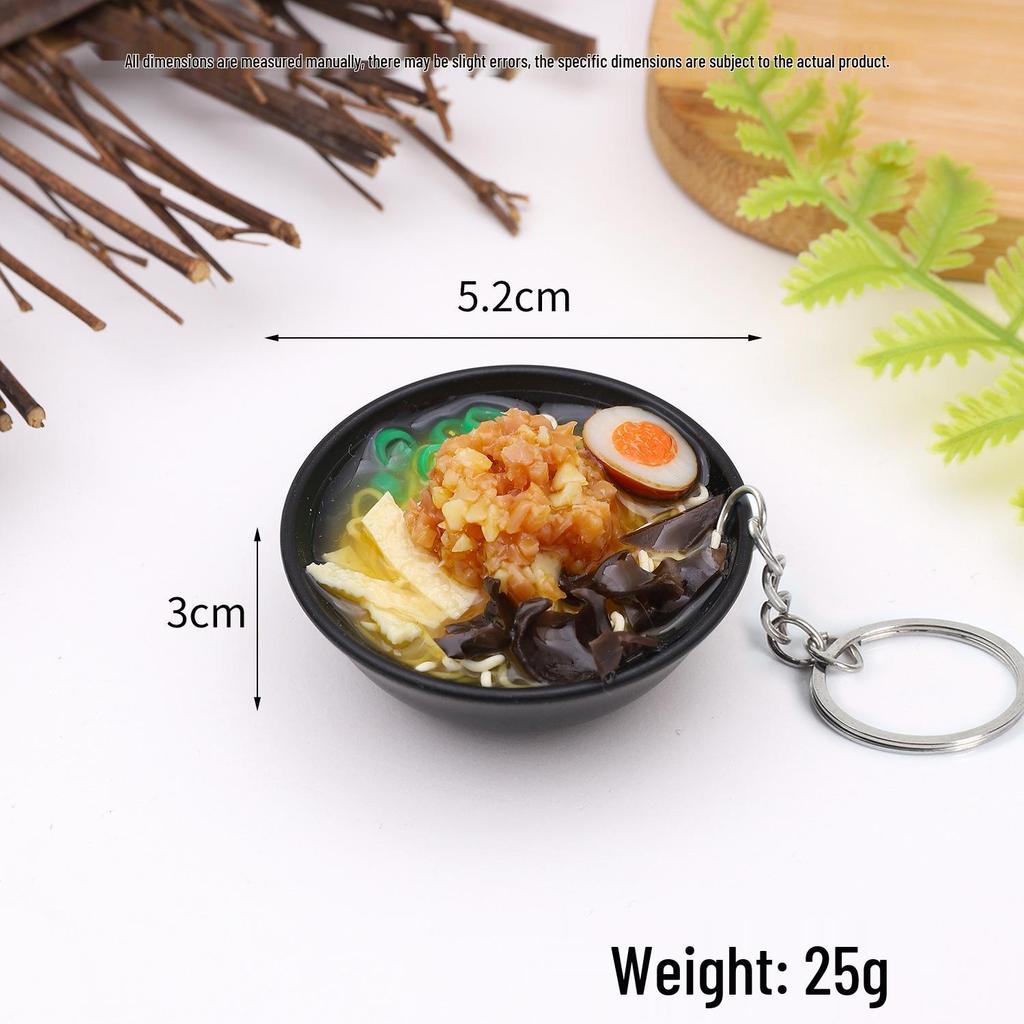 Mini Japanese Ramen Bowl Pendant - Creative Food Model Toy with Seafood Noodles