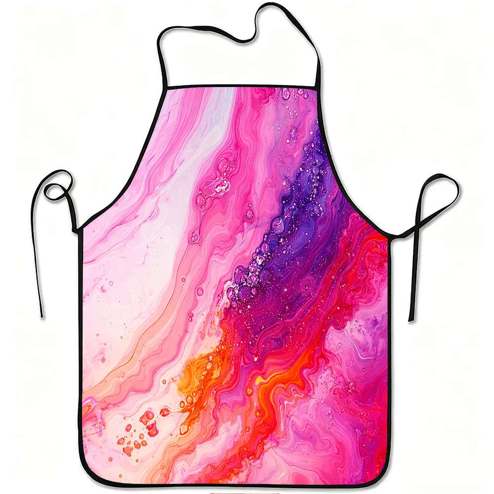 1pc of Abstract Colorful Marble Design Apron, Made from Durable And Easy-To-Clean Polyester, Featuring an Adjustable Waistband, Suitable for Cooking I