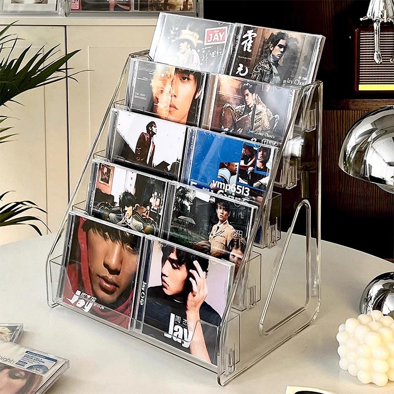 5/7-poziomowy stojak na płyty CD, stojak na ekspozycję albumów, przezroczysty stojak do przechowywania płyt i kaset, wielofunkcyjny stojak na blat