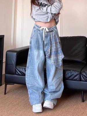 Plus Size Women Baggy Y2k Jeans Harajuku Oversize Denim Trousers Japanese 2000s Style Vintage Loose Jean Pants