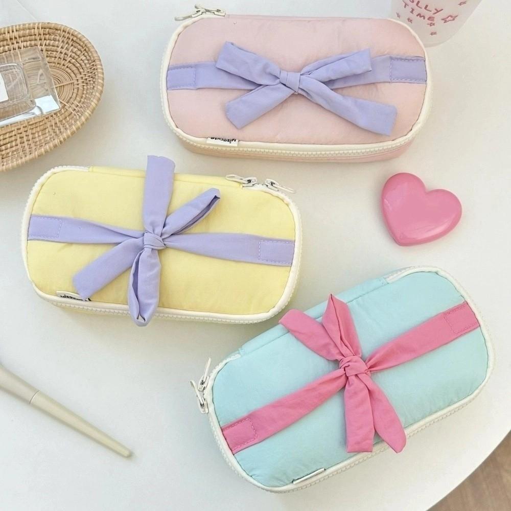 Large Capacity Bow Stationery Bag Desktop Storage Bow Pencil Pouch Children