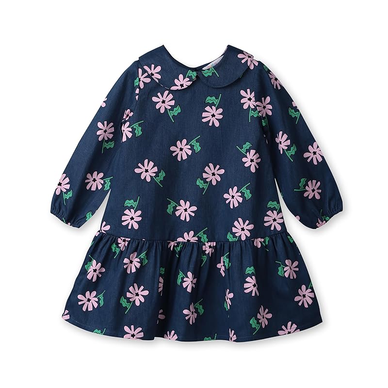Frill collar floral dress NAVY 12-18 Months тёмно-синий