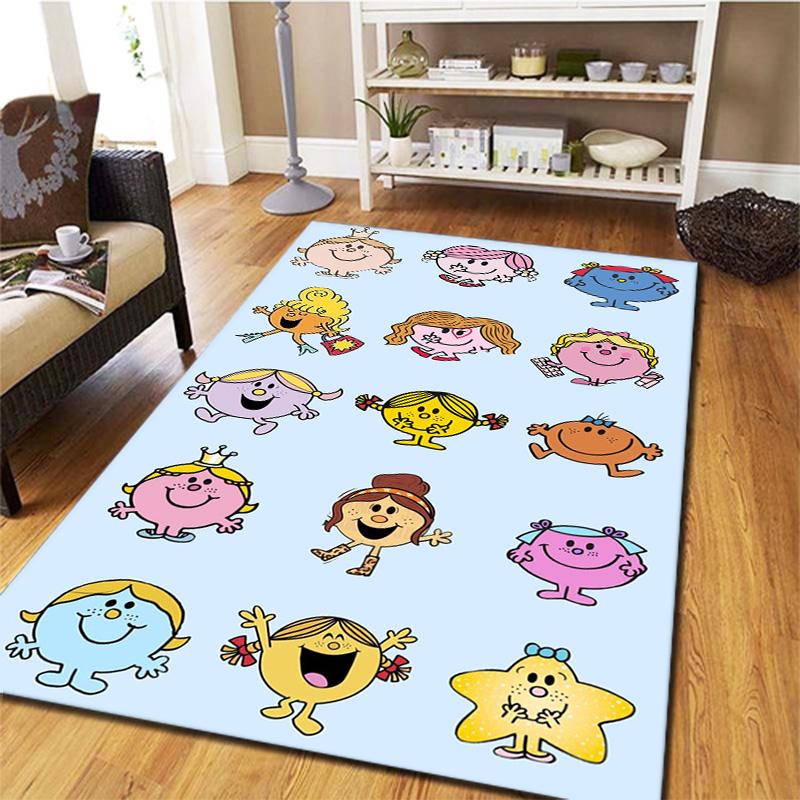 Sig. Tappeto Little Miss da Uomo per Soggiorno Camera da Letto Casa Decorazione Divano, Tappetino Antiscivolo per Giochi Bambini