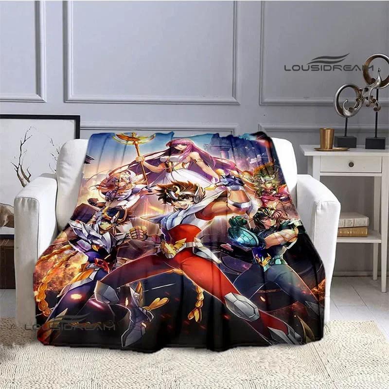 Knights of the Zodiac Cartoon Print Throw Blanket Soft Flannel Warm Cozy for Home Bed Travel Birthday Gift