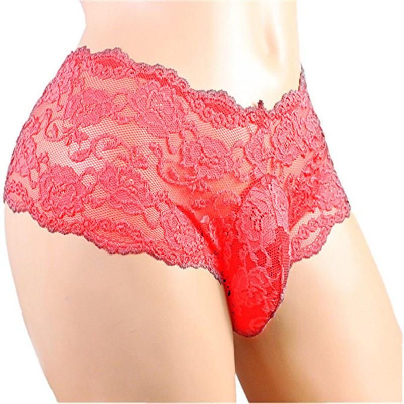 Pánské sexy krajkové boxerky středně vysoké lehké prodyšné spodní prádlo s jockstrapem