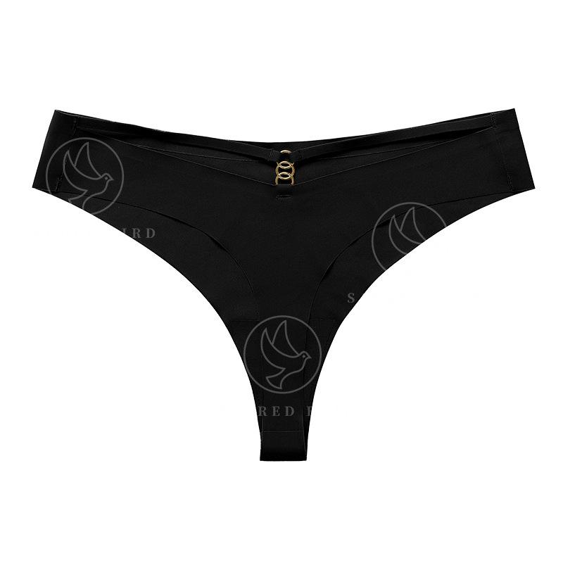 Fio T sem Costura em Seda Gelo - Lingerie Esportiva para Yoga Tamanho Plus com Argola de Metal