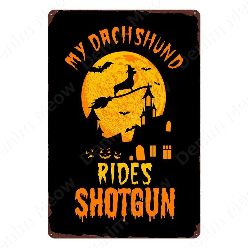 Halloween Party Vintage Metal Tin Sign Trick or Treat Home Bedroom Club Wall Decor Pumpkin Monster Poster Door Decorati