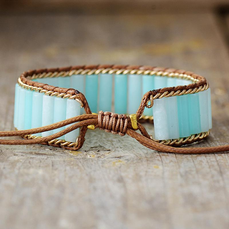 European and American natural stone bohemian tube handmade beaded woven winding bracelet jewelry