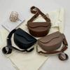 Women Vintage PU Leather Solid Color Flap Small Saddle Shoulder Underarm Bag Fashion Wide Strap Flap Design Crossbody Bag