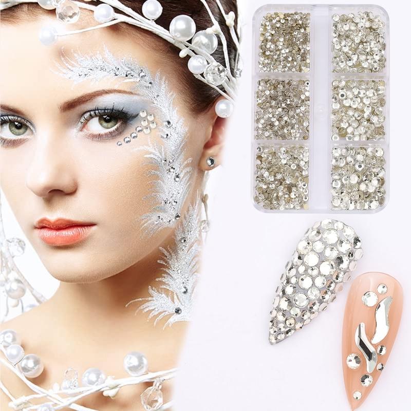 Glitter Rhinestones AB-Flat Back Shiny Stones Nail Art Decoration Mixed Sizes Nail Gems Crystal Strass Accessories