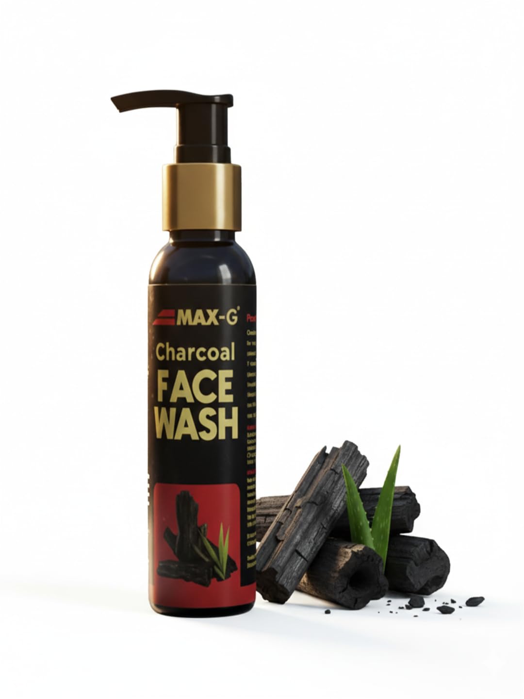 MAX-G Charcoal Face Wash with Aloe Vera, Deep Cleansing, Pump Dispenser