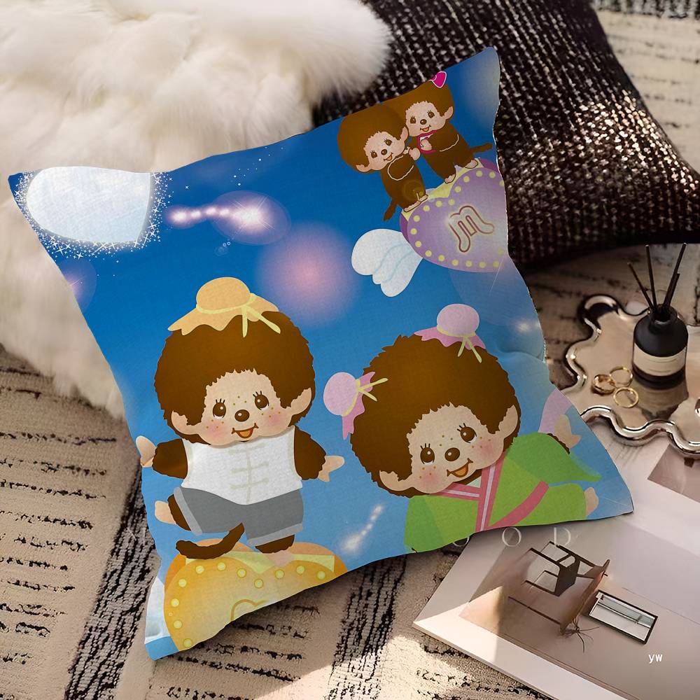 Cute M-monchhichis-s Cushion Cover Pillowcase Upholstery Sofa Throw Pillow Home Decor Pillowcas
