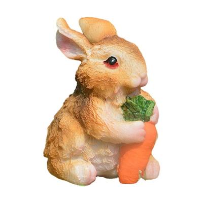 Realistyczny wygląd mikro marchewka krajobraz z żywicy statua królika z ogrodem ozdoba królika miniaturowa rzeźba wystrój domku dla lalek