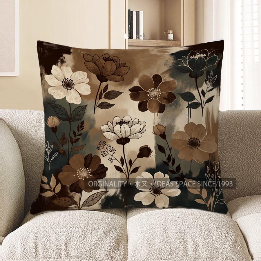 2D Floral Patterned Decorative Pillow Covers For Sofa Pattern Cushion Cover Suitable For Sofa Bedroom Car Pillow Cover