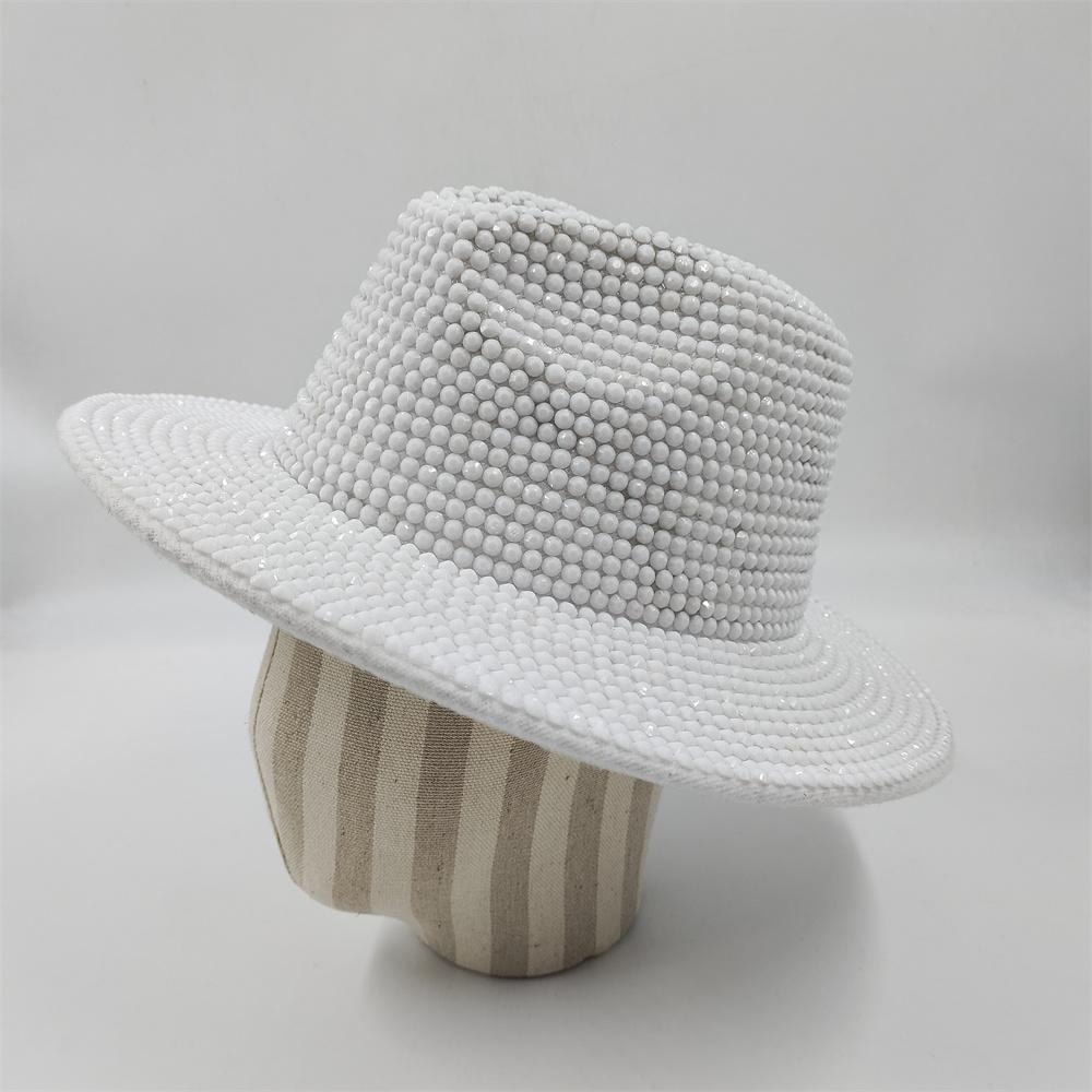 

2024 Rhinestone Cowboy Hats for Men and Women Red Matching Black Diamond Fedoras Stage Banquet Cap wholesale 56-58cm