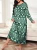 2025 European Plus Size Long Sleeve Butterfly Heart Leopard Print Nightgown