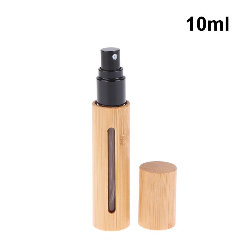 

10 мл Пустые бамбуковые флаконы-спреи Многоразовые мини-контейнеры для ароматов Дорожный распылитель тонкого тумана Для косметических эфирных масел 10ml