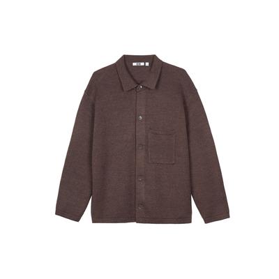 U Series FW23 Solid Color Loose Knit Shirt Jacket Unisex Jacket Brown 462921-36