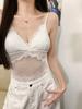 #Summer new pure desire sexy deep V-neck lace polka dot sling vest slim versatile fixed with chest pad