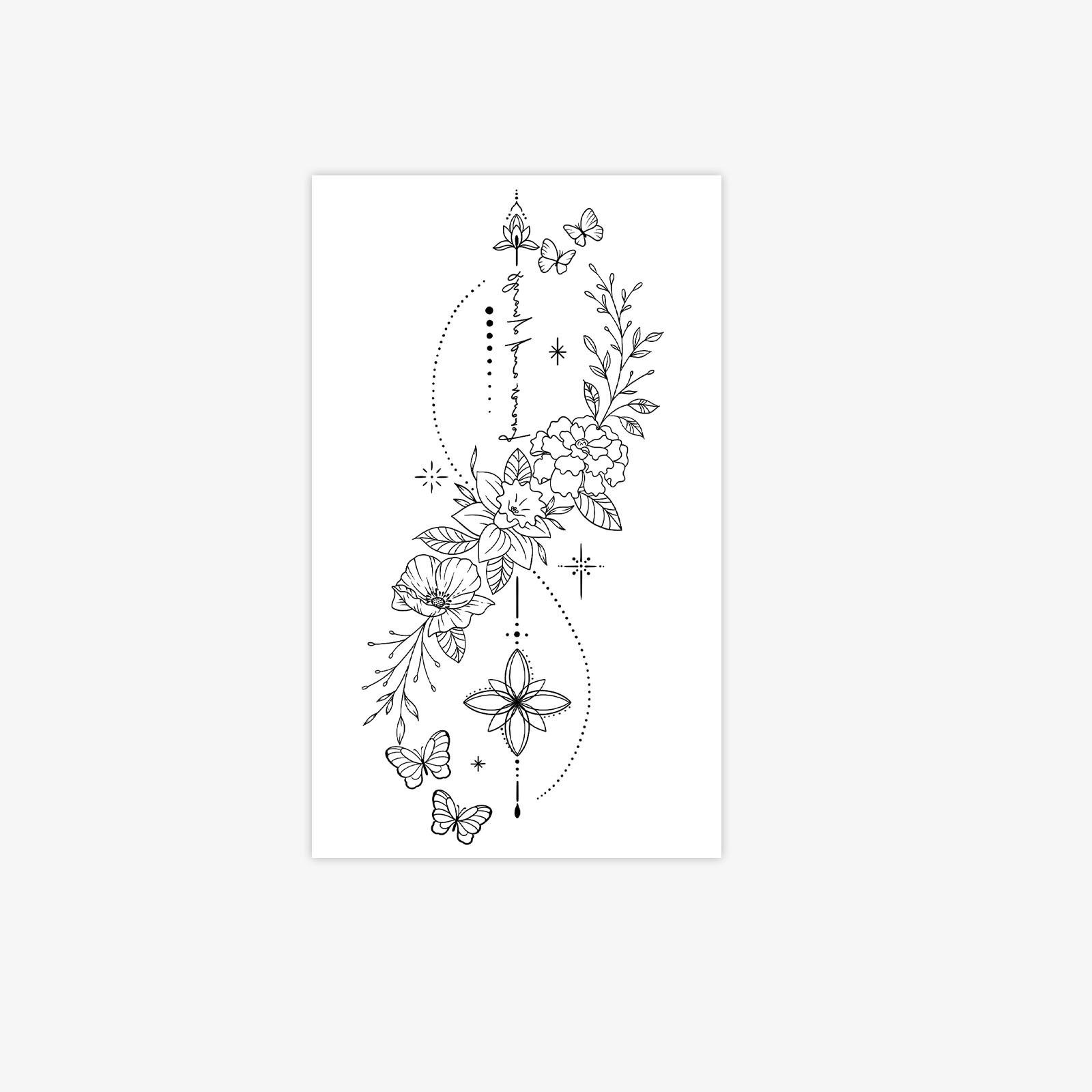 

Plain Flower Butterfly Arm Tattoo Sticker, Waterproof And Long-Lasting, Girls Advanced Sense 9*15